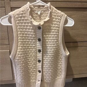 Madewell Cream Button-Up Women's Sweater Vest